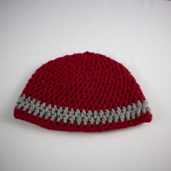 Handknit Red / Grey Thick Knit Toque - Picture 3 of 4